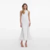 White Knit Lace Insert Midi Dress White Knit Lace Insert Midi Dress