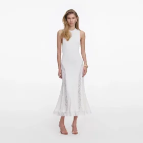 white knit lace insert midi dress 1 280x280 - White Knit Lace Insert Midi Dress