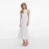 White Knit Lace Insert Midi Dress White Knit Lace Insert Midi Dress