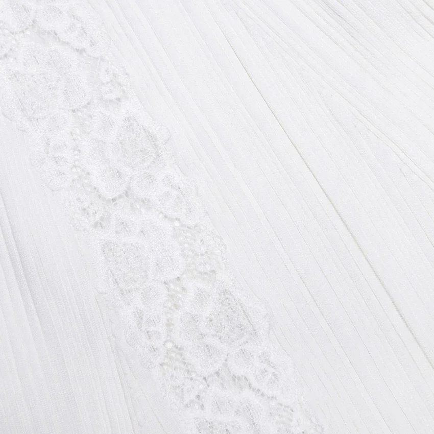 White Knit Lace Insert Midi Dress White Knit Lace Insert Midi Dress
