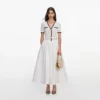White Knit Linen Midi Dress