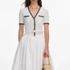 White Knit Linen Midi Dress