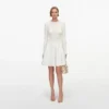 White Knit Pleated Twill Mini Dress