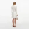 White Knit Pleated Twill Mini Dress