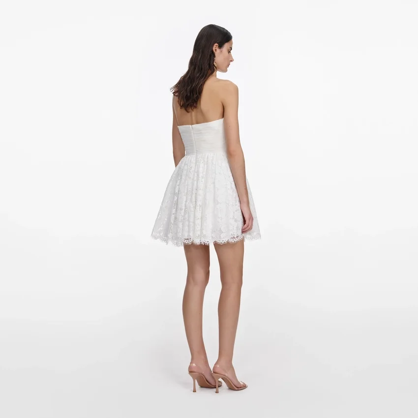 White Lace Bow Mini Dress White Lace Bow Mini Dress