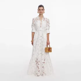 White Lace Collared Maxi Dress