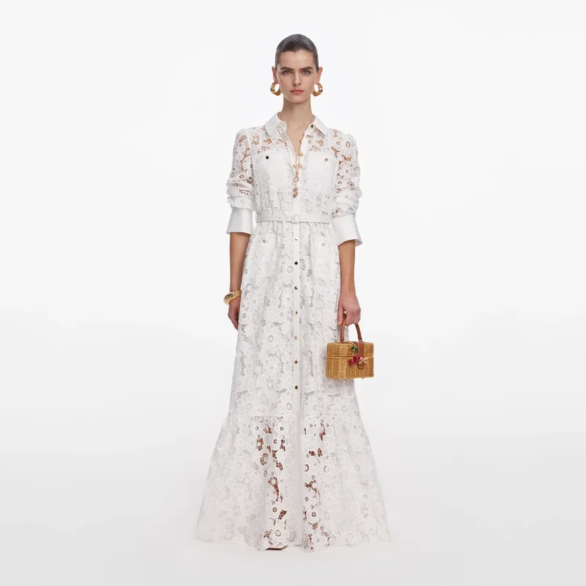 White Lace Collared Maxi Dress White Lace Collared Maxi Dress