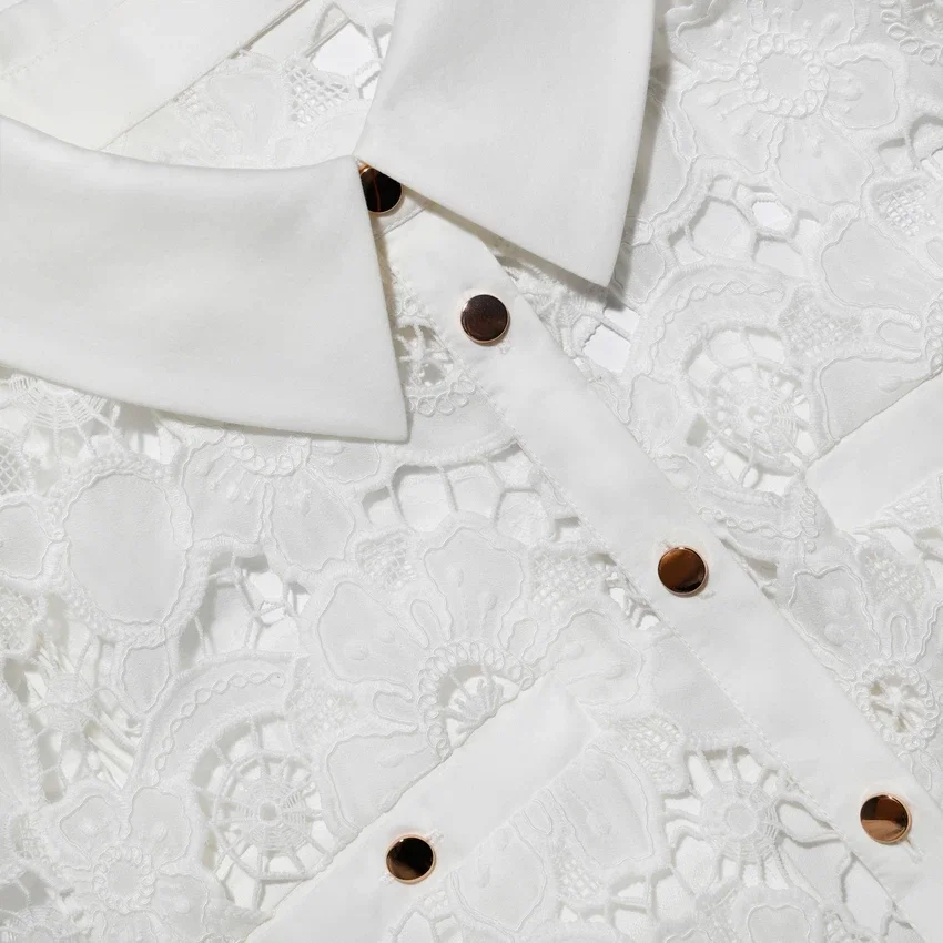 White Lace Collared Maxi Dress White Lace Collared Maxi Dress