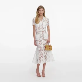 White Lace Collared Midi Dress White Lace Collared Midi Dress