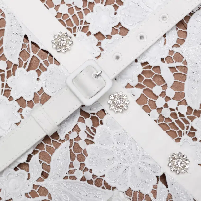 White Lace Collared Midi Dress White Lace Collared Midi Dress