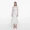 White Lace Crepe Midi Dress