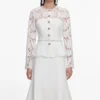 White Lace Crepe Midi Dress