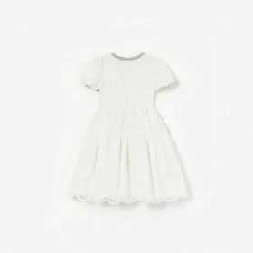 White Lace Pearl Trim Dress