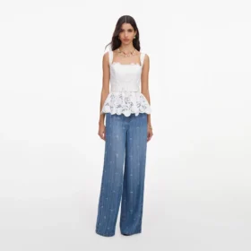 White Lace Peplum Top