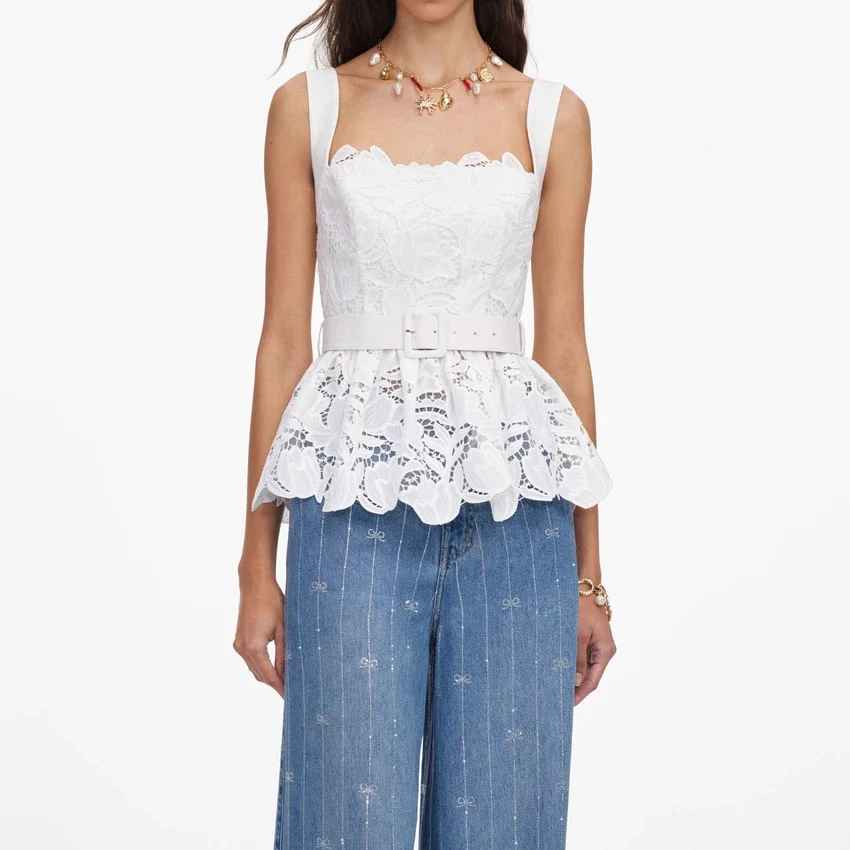 White Lace Peplum Top White Lace Peplum Top
