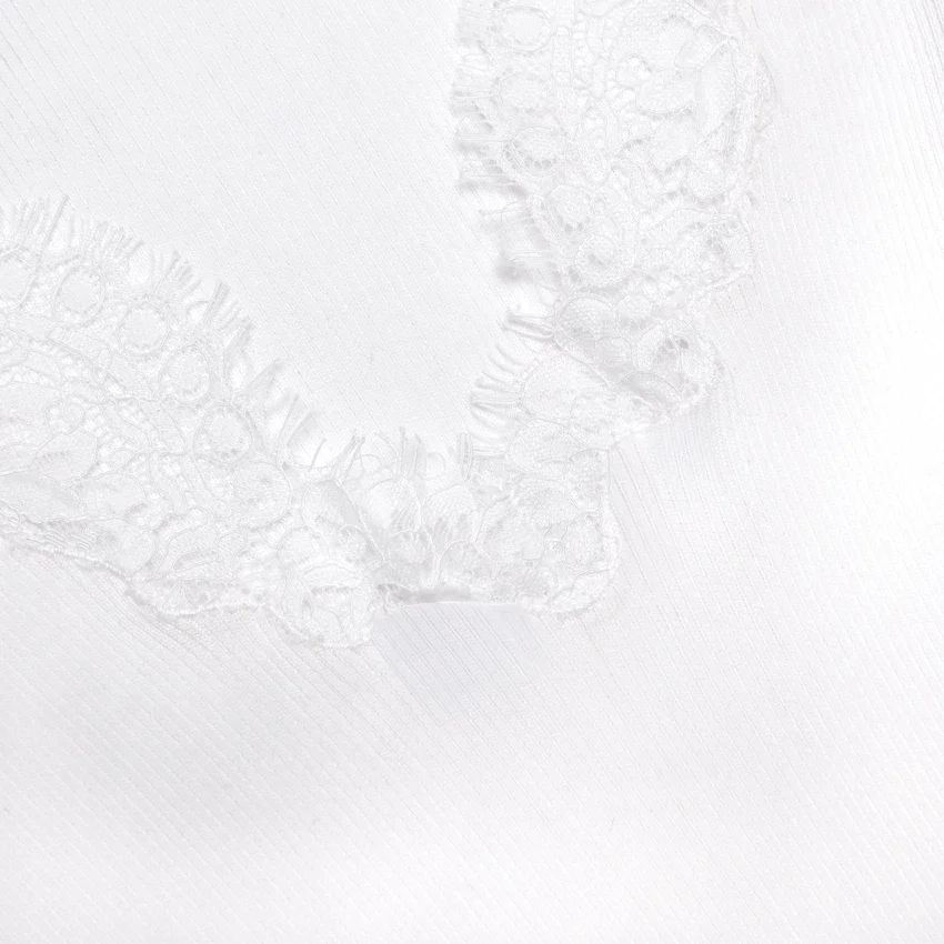 White Lace Trim Knit Bodysuit White Lace Trim Knit Bodysuit