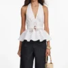 White Linen Blend Peplum Top White Linen Blend Peplum Top