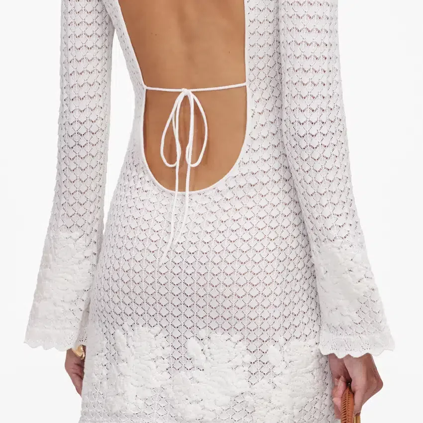 White Open Back Knitted Mini Dress White Open Back Knitted Mini Dress
