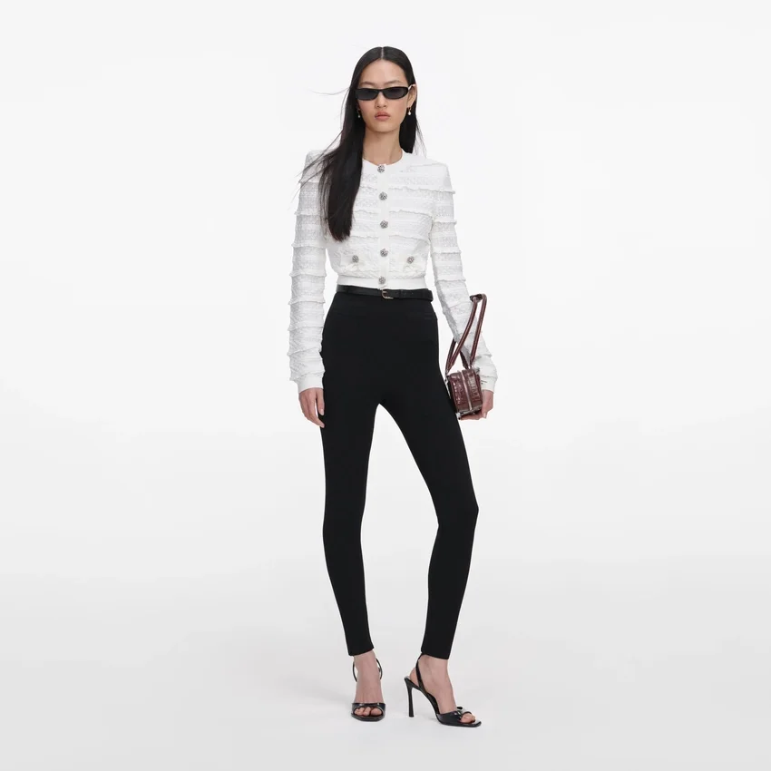 White Pointelle Diamante Cardigan White Pointelle Diamante Cardigan