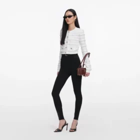 White Pointelle Diamante Cardigan