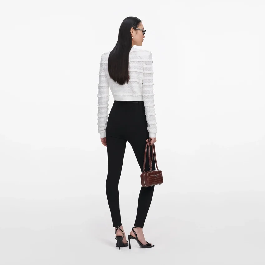 White Pointelle Diamante Cardigan White Pointelle Diamante Cardigan
