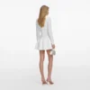 White Pointelle Diamante Knit Mini Dress
