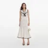 White Pointelle Knit Bow Midi Dress White Pointelle Knit Bow Midi Dress