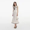 White Pointelle Knit Bow Midi Dress White Pointelle Knit Bow Midi Dress