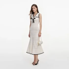 white pointelle knit bow midi dress 2 280x280 - White Pointelle Knit Bow Midi Dress
