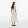 White Pointelle Knit Bow Midi Dress White Pointelle Knit Bow Midi Dress