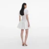 White Pointelle Knit Flared Mini Dress White Pointelle Knit Flared Mini Dress