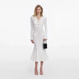 white pointelle knit midi dress 1 280x280 - White Pointelle Knit Midi Dress