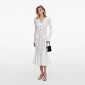 white pointelle knit midi dress 2 280x280 - White Pointelle Knit Midi Dress