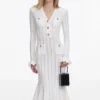 White Pointelle Knit Midi Dress White Pointelle Knit Midi Dress