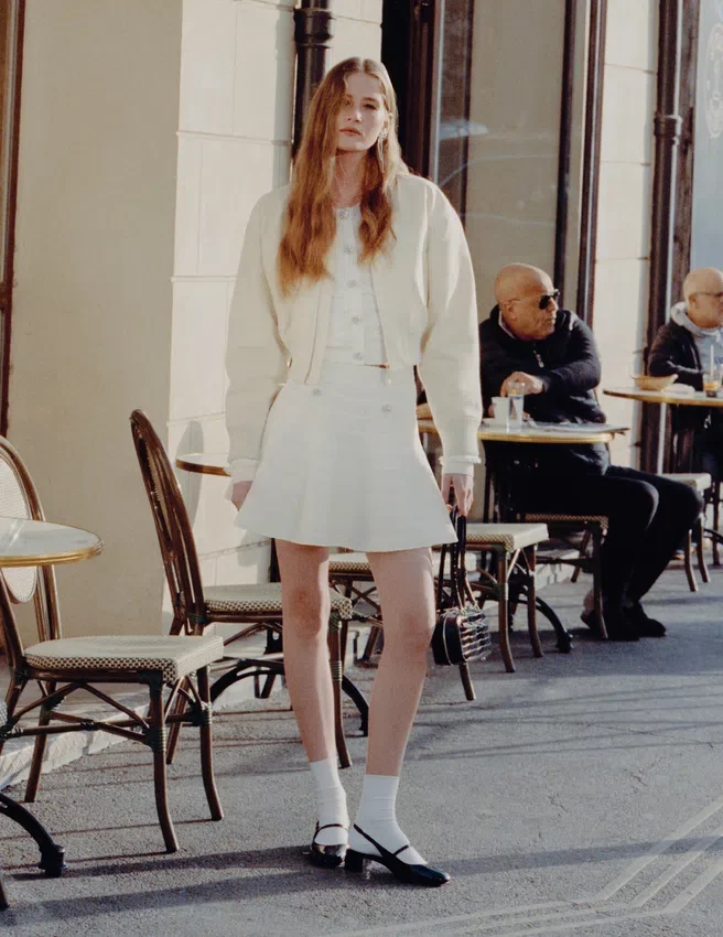 White Pointelle Knit Mini Skirt White Pointelle Knit Mini Skirt