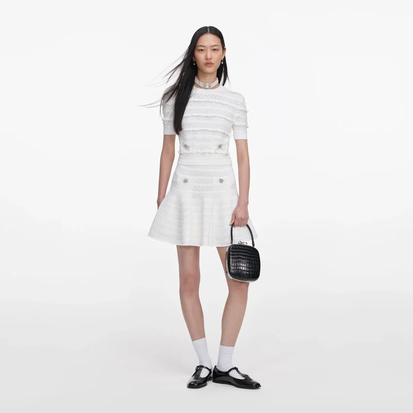 White Pointelle Knit Top White Pointelle Knit Top