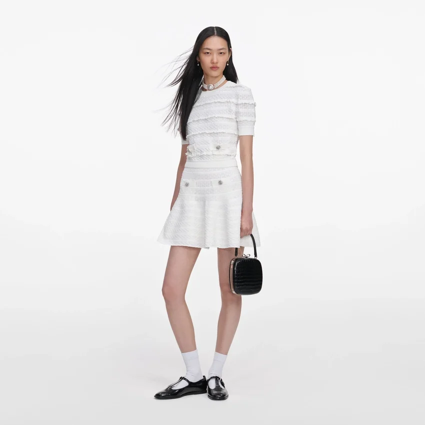 White Pointelle Knit Top White Pointelle Knit Top