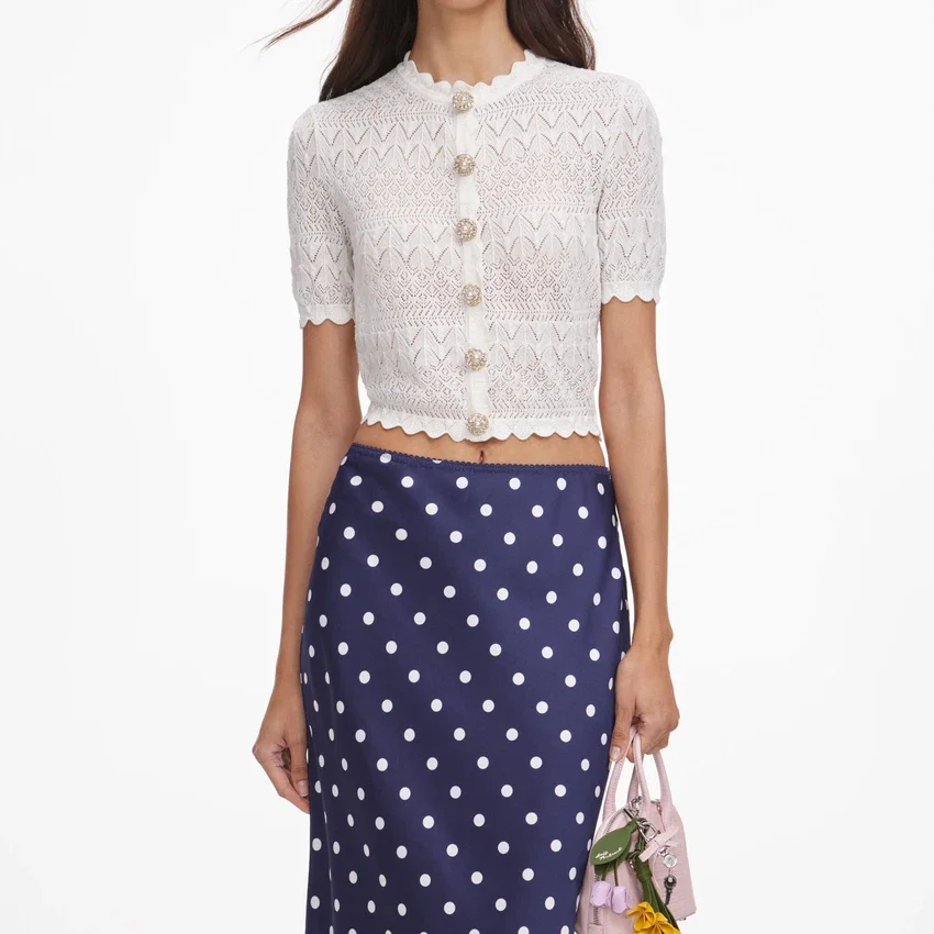 White Pointelle Knit Top White Pointelle Knit Top