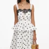 White Polka Dot Linen Midi Dress White Polka Dot Linen Midi Dress