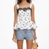 White Polka Dot Linen Top White Polka Dot Linen Top