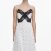White Polka Dot Satin Lace Maxi Dress White Polka Dot Satin Lace Maxi Dress