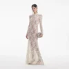 White Rhinestone Lace Maxi Dress