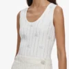 White Rhinestone Striped Knit Top White Rhinestone Striped Knit Top