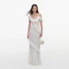 White Ruffle Knit Maxi Dress White Ruffle Knit Maxi Dress