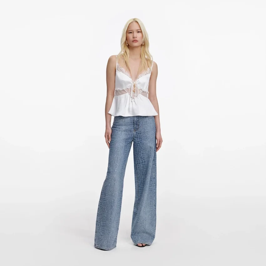 White Satin Lace Top White Satin Lace Top