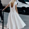 White Satin Ramie Midi Dress White Satin Ramie Midi Dress