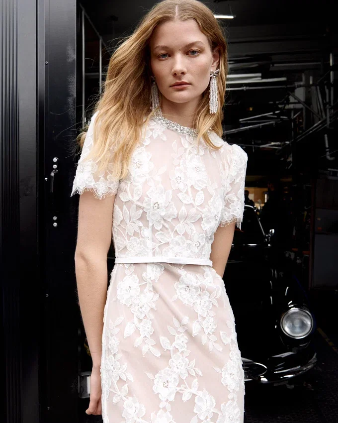 White Sequin Lace Midi Dress White Sequin Lace Midi Dress