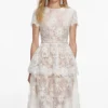 White Sequin Lace Tiered Maxi Dress White Sequin Lace Tiered Maxi Dress