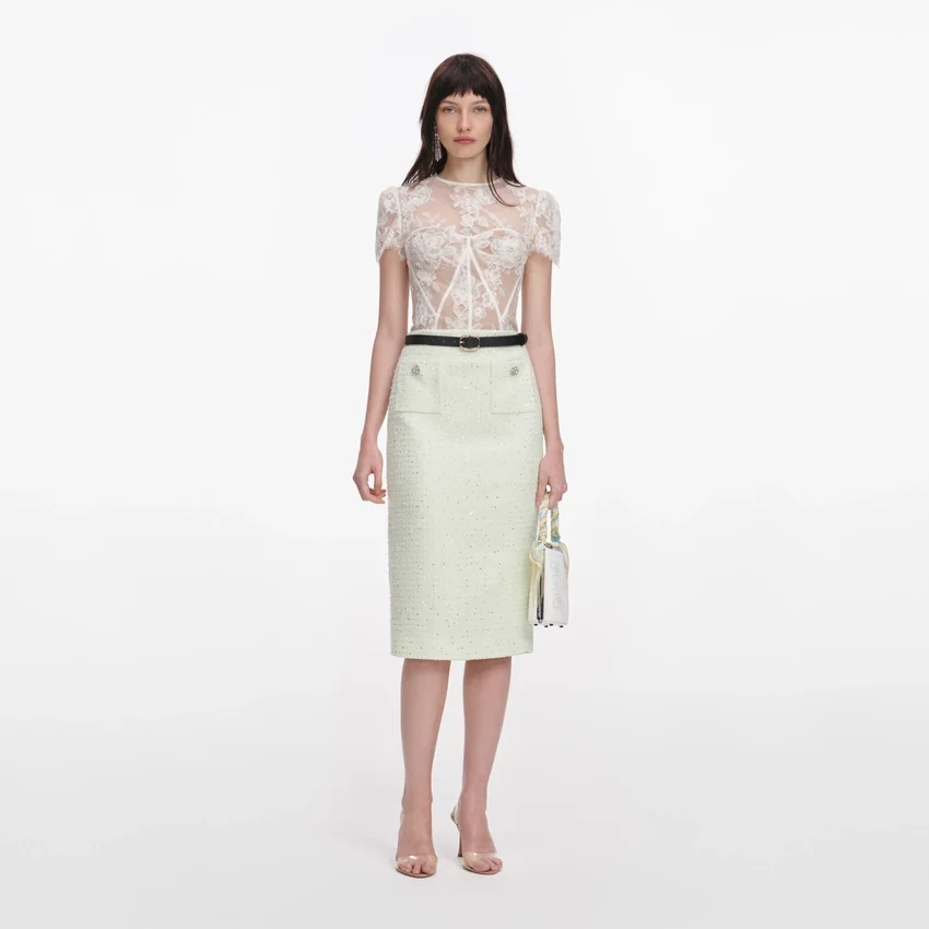 White Sequin Lace Top White Sequin Lace Top