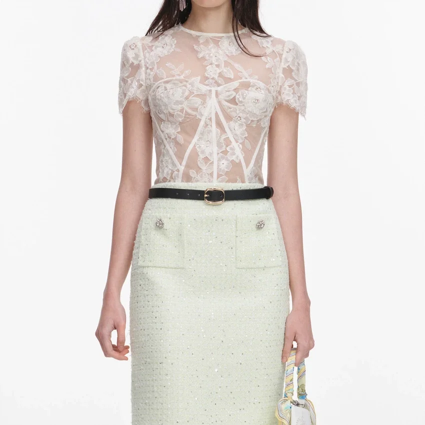White Sequin Lace Top White Sequin Lace Top